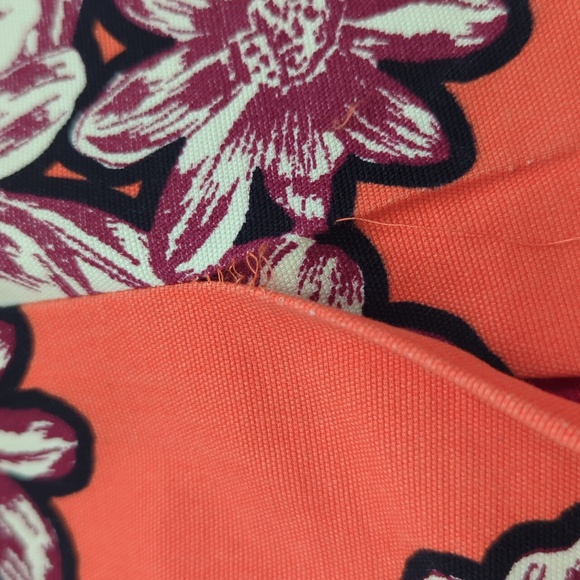 Anthropologie Maeve Salinas Floral Pencil Skirt Orange Cotton 4 Lined Slit Short - Picture 9 of 14